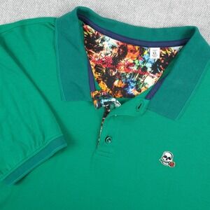 Robert Graham Shirt Mens XL Green Classic Fit Cotton Polo Coupe Classique Skull